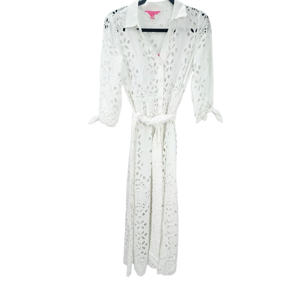 Lilly Pulitzer Amrita Eyelet Midi Dress Resort White Soiree Eyelet Size 2 NWOT - Picture 4 of 13